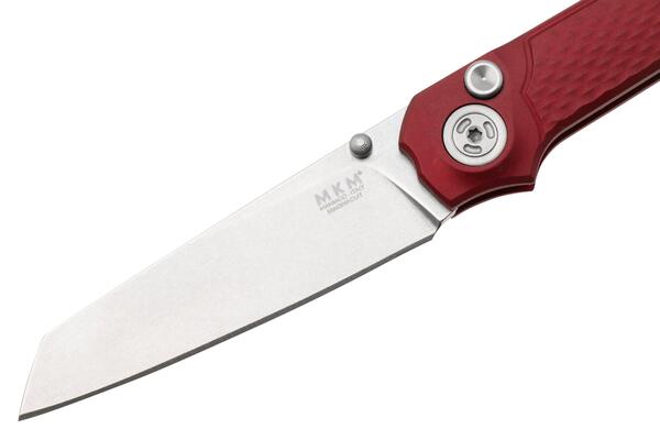MKM MIURA – CPM Magnacut SW bld - SOLID Red Alu hdl, BUTTON LOCK - REV. S/S CLIP MK MI-ARD  - KNIFESTOCK