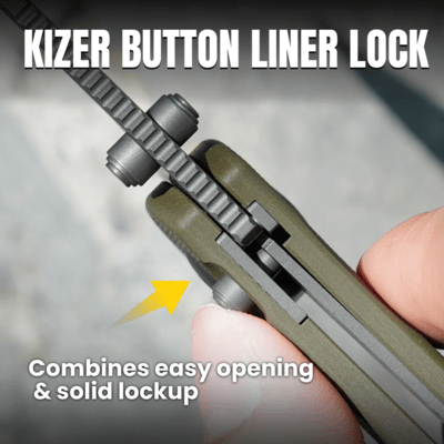 Kizer Button Liner Lock Mini Grouper Azo D2 G10 V3669A3 - KNIFESTOCK