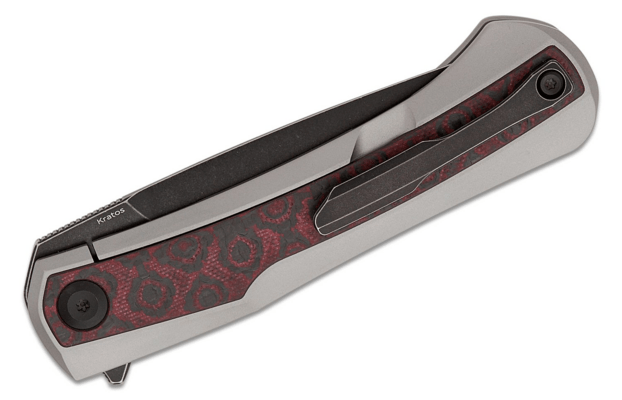 Kansept Kratos Black CPM S35VN Titanium Handle + Red &amp; Black Carbon Fiber Inlay K1024A9 - KNIFESTOCK