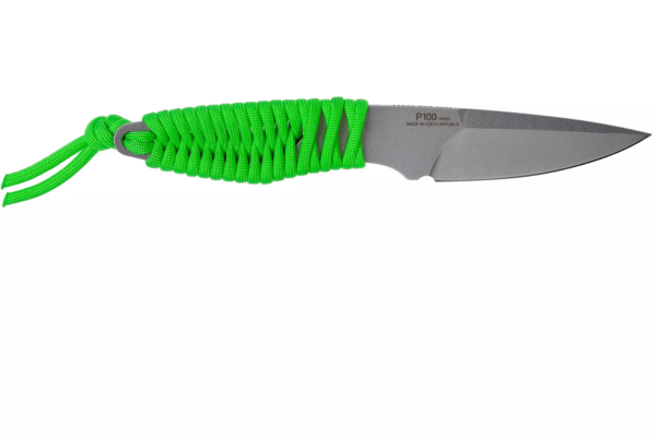 ANV Knives P100 Stonewash/Plain edge, Neon green paracord - KNIFESTOCK