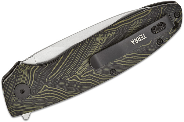 Petrified Fish PFB01 Terra Stonewashed D2 Green Gmascus G10 PFB01GRDMW - KNIFESTOCK