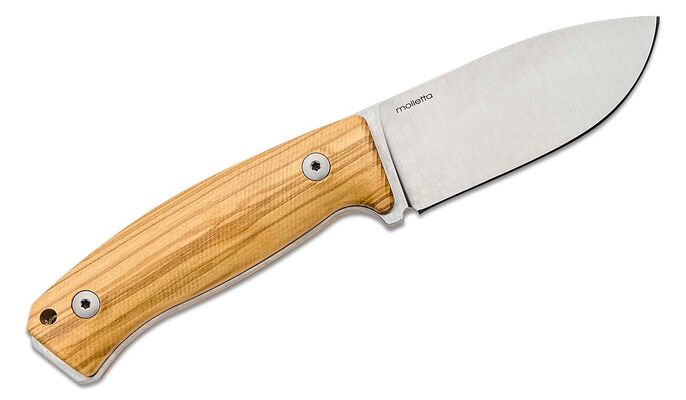 Lionsteel Fixed Blade M390 satin blade, Olive wood handle, leather sheath M2M UL - KNIFESTOCK