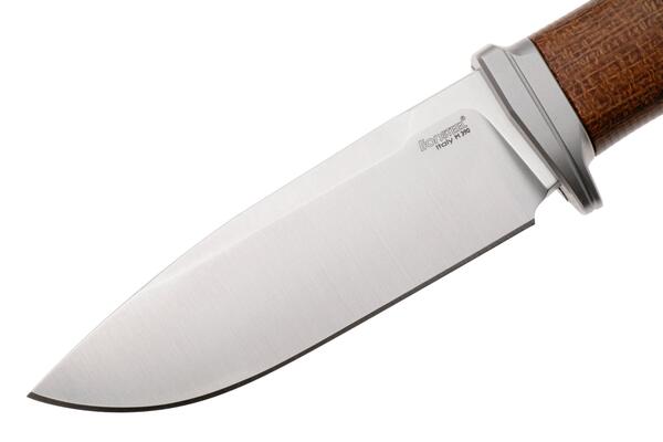 Lion Steel Feststehendes Messer M390 Klinge, NATÜRLICHES Burlap, Ti Parierstange, Lederscheide AH B - KNIFESTOCK