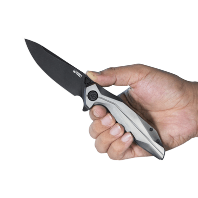 KUBEY Nova Couteau Pliant à Lame Flipper avec Verrouillage Frame Gris Manche en Titane 6AL4V KU235E - KNIFESTOCK