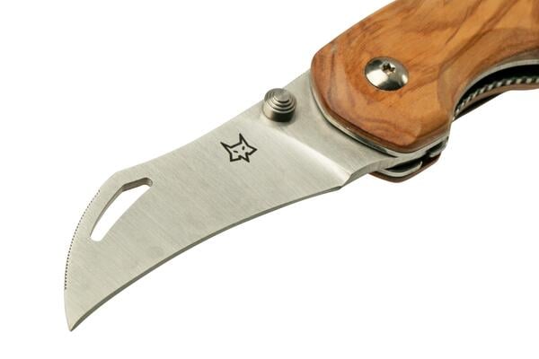 Fox Knives FOX SPORA MUSHROOM FOLDING KNIFE SANDVIK 12C27 SATIN BLADE, OLIVE WOOD HANDLE - KNIFESTOCK