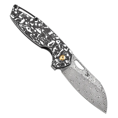 KANSEPT Model 6(Left-handed) Damascus 0.126''3.2mm Black White Carbon Fiber K1022L1 - KNIFESTOCK