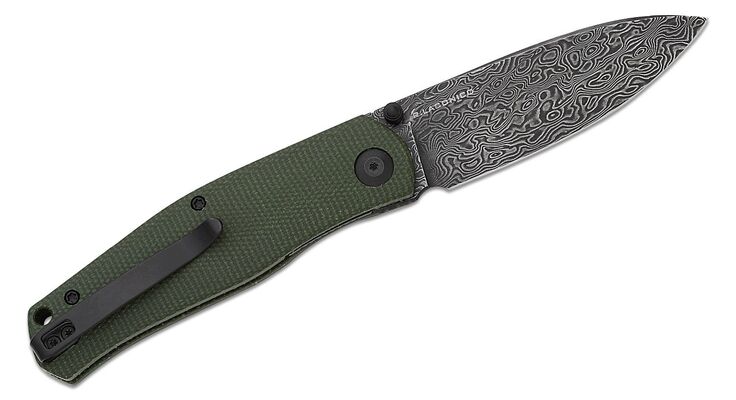 CIVIVI Green Canvas Micarta Handle Black Hand Rubbed Damascus Blade Nested Liner Lock C22007-DS2 - KNIFESTOCK
