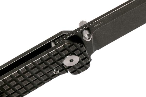 QSP Knife Penguin, Black Stonewash 154CM Blade, Black Titanium Frag Handle QS130-OFRG - KNIFESTOCK