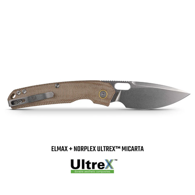 Vosteed Psyop Elmax Stonewash Natural Norplex UltreX™ Micarta A2210 - KNIFESTOCK