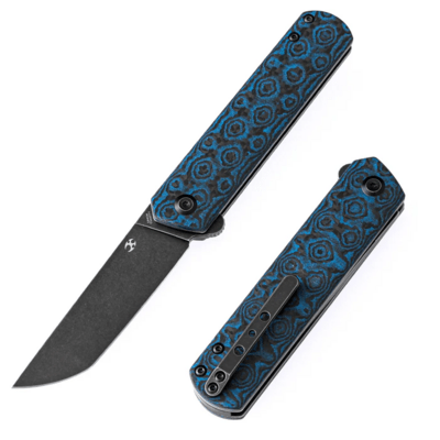 Kansept Foosa 154CM Blue and Black Rose Pattren Carbon Fiber T2020T7 - KNIFESTOCK