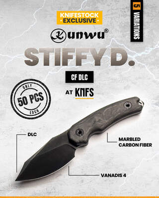 Kunwu STIFFY D. KNFS Limited Edition 50pcs VANADIS 4 DLC + Marble Carbon Fiber - KNIFESTOCK
