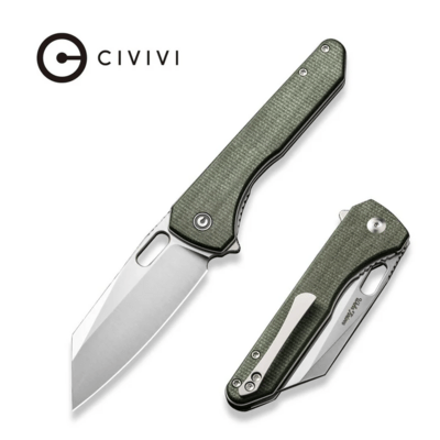 CIVIVI Nugz Green Canvas Micarta HandleSatin Finished 14C28N BladeLiner Lock C - KNIFESTOCK