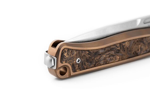 Lionsteel Solid BRONZE Titanium knife, MagnaCut blade, Gold Dark Matter Carbon Fiber inlay  SK01 BR - KNIFESTOCK