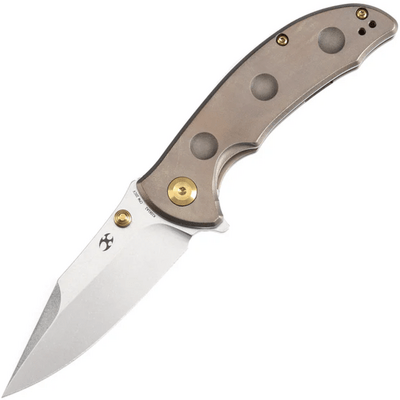 KANSEPT Rei Stonewashed CPM-20CV Orange Peel Bronze Titanium Handles K1061A2 - KNIFESTOCK