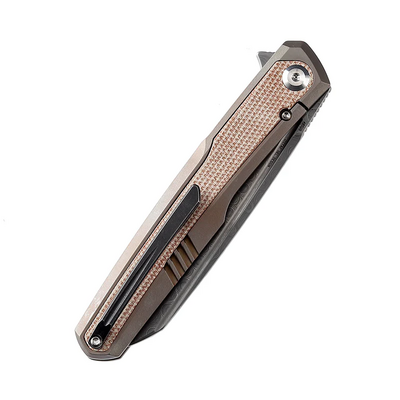 KANSEPT Arcus Damascus, Titanium + Brown Micarta K1046D1 - KNIFESTOCK