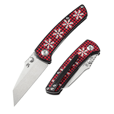 Kansept Little Main Street 154CM Plaid Red and Black G10 with Snowflake Print T2015AC - KNIFESTOCK