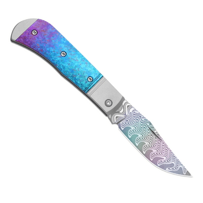 Kizer Trestle Rainb.DAM &amp; Crystallized Titanium - KNIFESTOCK