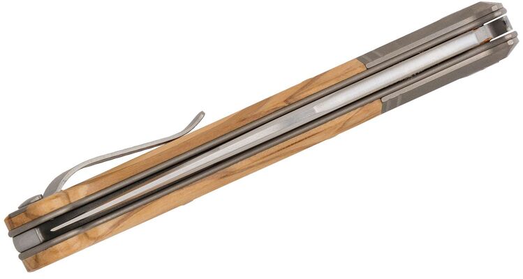 Lionsteel Gitano Niolox blade, Olive wood Handle, Titanium Bolster &amp; liners GT01 UL - KNIFESTOCK