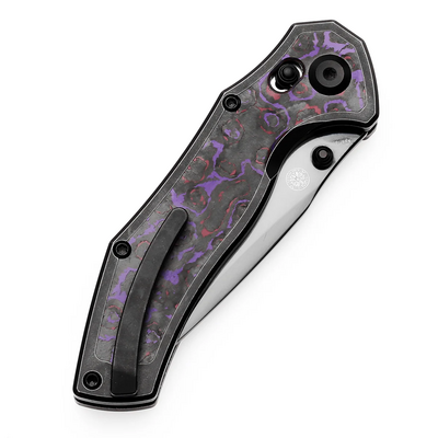 Kansept Apollo Mirror DLC CPM S35VN Blackwash Titanium, Purple Fatcarbon Crossbar lock K2107V4 - KNIFESTOCK