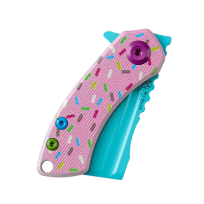 Kansept Mini Korvid Light Blue Coating 154CM G10 with Pink Donut Print T3030B1 - KNIFESTOCK