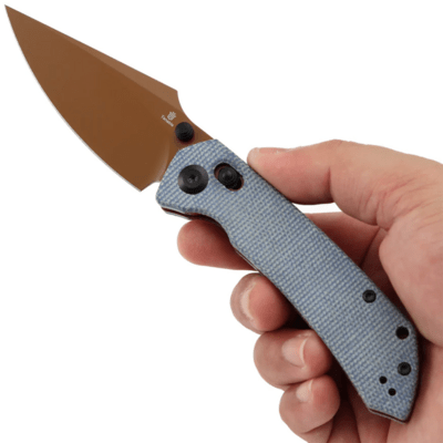 Tenable Knives Fenrir Rose Gold Coated Nitro V,Blue Micarta T1034V6 - KNIFESTOCK