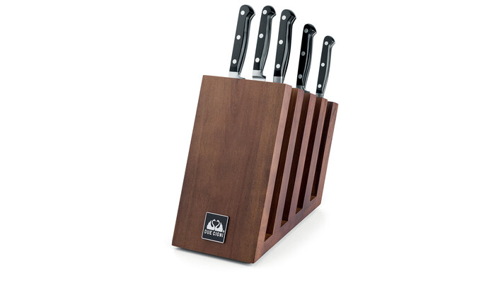 ACACIA WOOD KNIFE BLOCK WITH MAGNET dim. 29,5x15x21,3 cm packed with brow 2C C355 - KNIFESTOCK