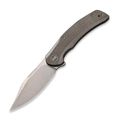 We Snick Gray Titanium Handle with Dragon Green Micarta Inlay Gray Stonewashed CPM-20CV BLADE W11902 - KNIFESTOCK