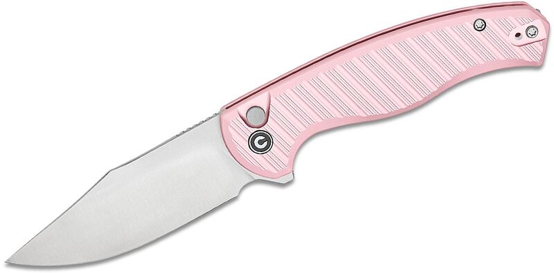 CIVIVI Milled Light Pink Aluminum Handle Satin Finished Nitro-V Blade Button Lock C23040B-3 - KNIFESTOCK