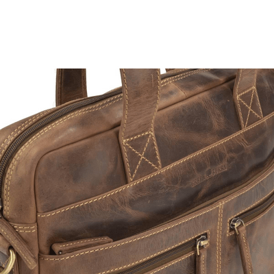 GreenBurry Vintage Leather Briefcase 15&quot; Laptop Antique brown 38x26cm - KNIFESTOCK