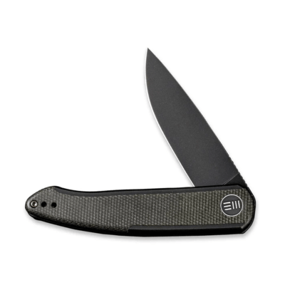 We Knife Smooth Sentinel Black Titanium Handle With Green Micarta Inlay WE20043-4 - KNIFESTOCK