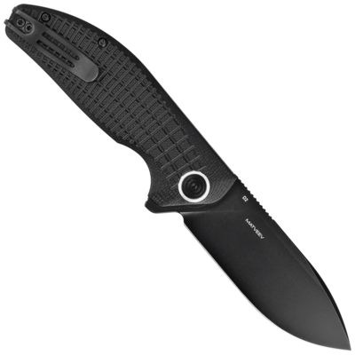 Black Fox ACUTUS FOLDING KNIFE, BLACK BLD STAINLESS STEEL D2, BLACK G10 HANDLE - CERAMIC BALL-BEARIN - KNIFESTOCK