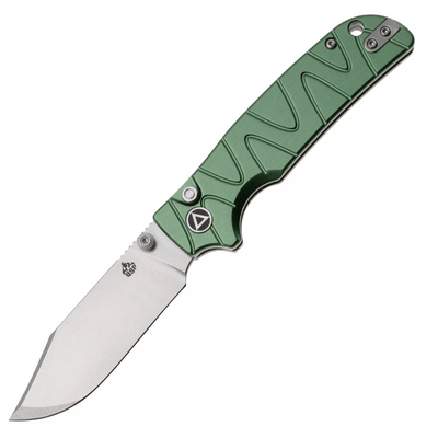 QSP Knife Kali, Button lock, 14C28N stonewashed, Green aluminium QS159-E1 - KNIFESTOCK