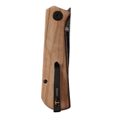 Petrified Fish PFP07 Viking  Damascus  olive Wood PFP07OWODDM - KNIFESTOCK