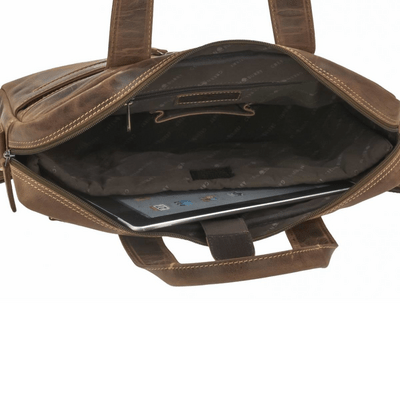 GreenBurry Vintage Leather Briefcase 15&quot; Laptop Antique brown 38x26cm - KNIFESTOCK