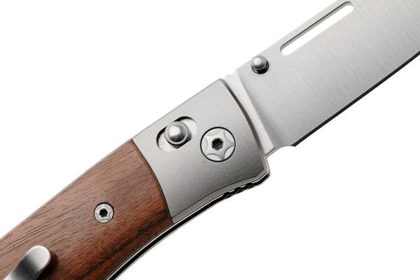 LionSteel NINI Folding knife M390 satin blade, Ti BOLSTER, SANTOS wood handle NN2 ST - KNIFESTOCK