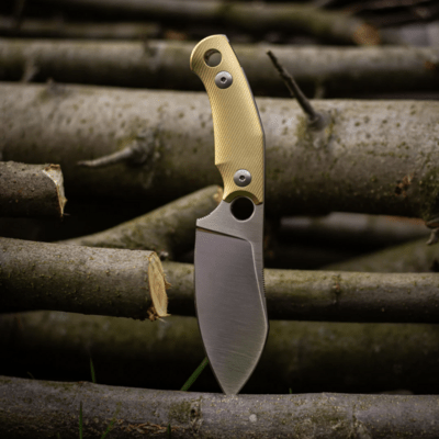 Giant Mouse GMF1-XL Alamă Milled / Lamă Satin Elmax / Teacă din Piele Burgundă - KNIFESTOCK