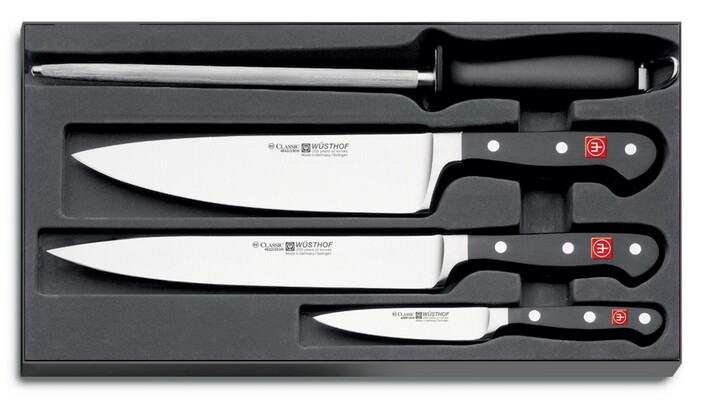 WUSTHOF set CLASSIC 4-delig, keukenmessen en aanzetstaal - KNIFESTOCK