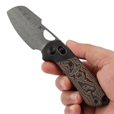 Kansept Nahual Damascus,Blackwash Ti, Copper CF K2125V3 - KNIFESTOCK