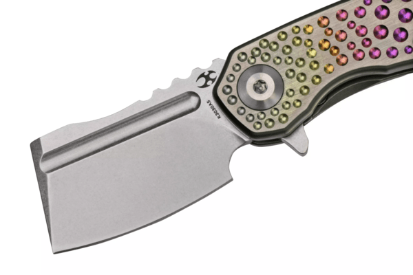 Kansept Mini Korvid Stonewashed CPM-S35VN Gradient Titanium Handle With Dimples K3030A5 - KNIFESTOCK