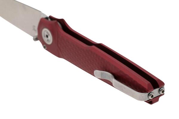 MKM MIURA – CPM Magnacut SW bld - SOLID Red Alu hdl, BUTTON LOCK - REV. S/S CLIP MK MI-ARD  - KNIFESTOCK