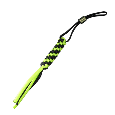 WE Knife Green/Black Tied Paracord Lanyard Green Round Ti Bead A-01A - KNIFESTOCK