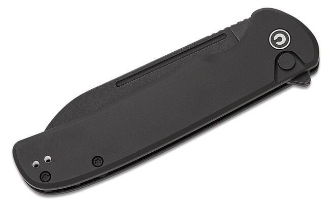 CIVIVI Black Aluminum Handle Black Stonewashed 14C28N Blade Button Lock C20022B-1 - KNIFESTOCK