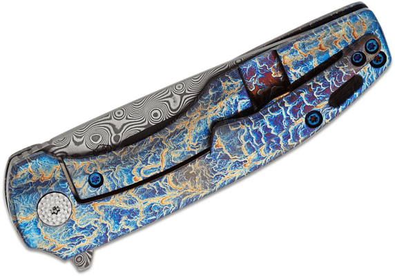 Kansept Cassowary Damascus Titanium with Lightning Strike Finish K2065A3 - KNIFESTOCK