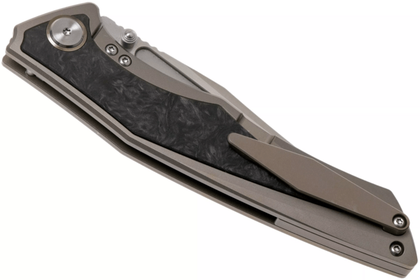 Bestech TOGATTA M390, Satin, Titanium+Marble Carbon fiber inlay, Light grey BT2102F - KNIFESTOCK