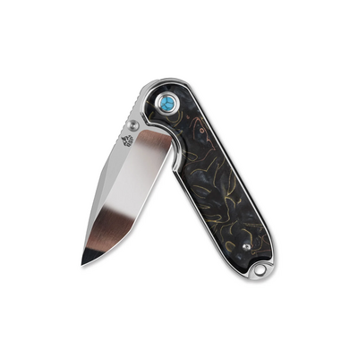 QSP Knife Nebula 14C28N, mirror polish,  Brass Copper mesh resin, Linerlock QS168-E - KNIFESTOCK