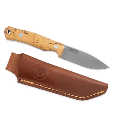 Casstrom No.8 SFK, Stabilized curly birch, Stainless/Flat CASS-12818 - KNIFESTOCK
