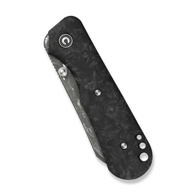 Civivi Crabby Shredded Carbon Fiber HandleDamascus BladeLiner Lock - KNIFESTOCK