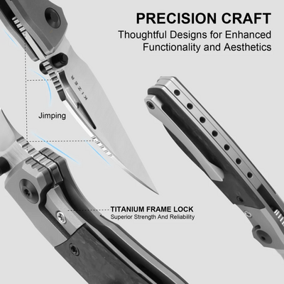 Kizer Shrike S45VN,Hand brushed,Titanium &amp; CF - KNIFESTOCK