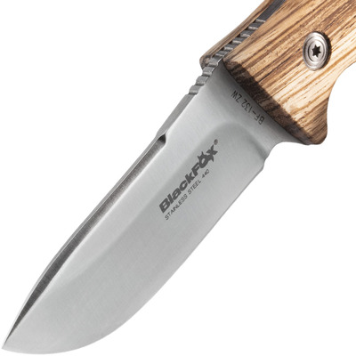 BLACK FOX KIINTEÄTERÄINEN PUUKKO DROP POINT BLD RUOSTUMATON TERÄS 440A, ZEBRA PUUKAHVA - KNIFESTOCK