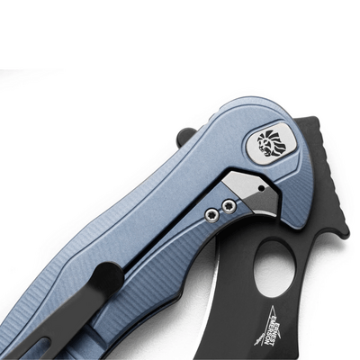 LionSteel L.E.One keskmise suurusega kokkupandav nuga VANA MUST M390 tera, JÄÄSININE alumiiniumkäepi - KNIFESTOCK